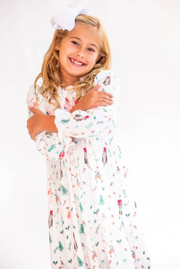 Vintage Nutcracker - Long Sleeve Cloud Soft Lounge Gown