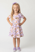 Magic Mischief Spooky Vibes - Girls Short Sleeve Bamboo Twirl Dress