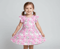 Sweet Escape Bows & Whiskers - Girls Flutter Sleeve Bamboo Twirl Dress