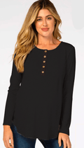 Boo Bash Back in Black - Women's Bamboo Long Sleeve Snap Top