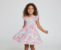 Fairytale Favorites Sea Princess Splashes - Girls Flutter Sleeve Bamboo Twirl Dress