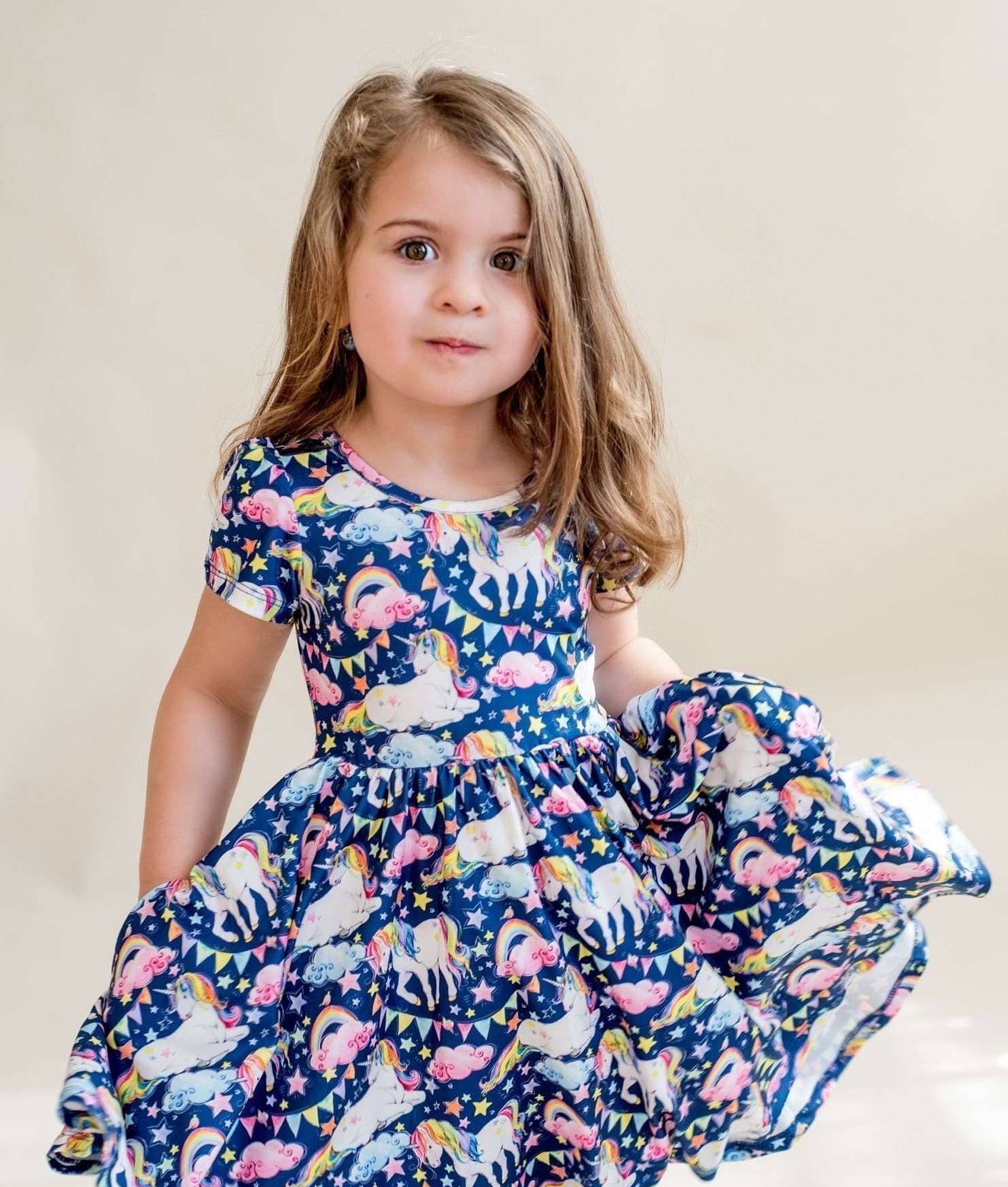 Rainbow Unicorns Soft-Tec Hugs Twirl Dress